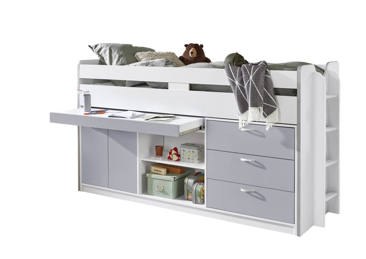 Relita Hochbett Bonny LF 90x200 cm, mit Regal, Schubladenelement und Schreibtisch