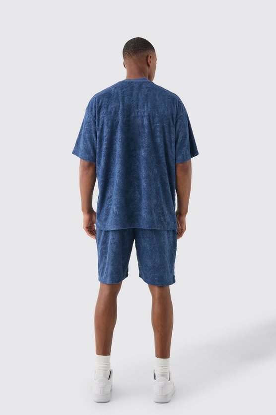 Oversized Burnout Towelling Jacquard T-shirt & Short Set