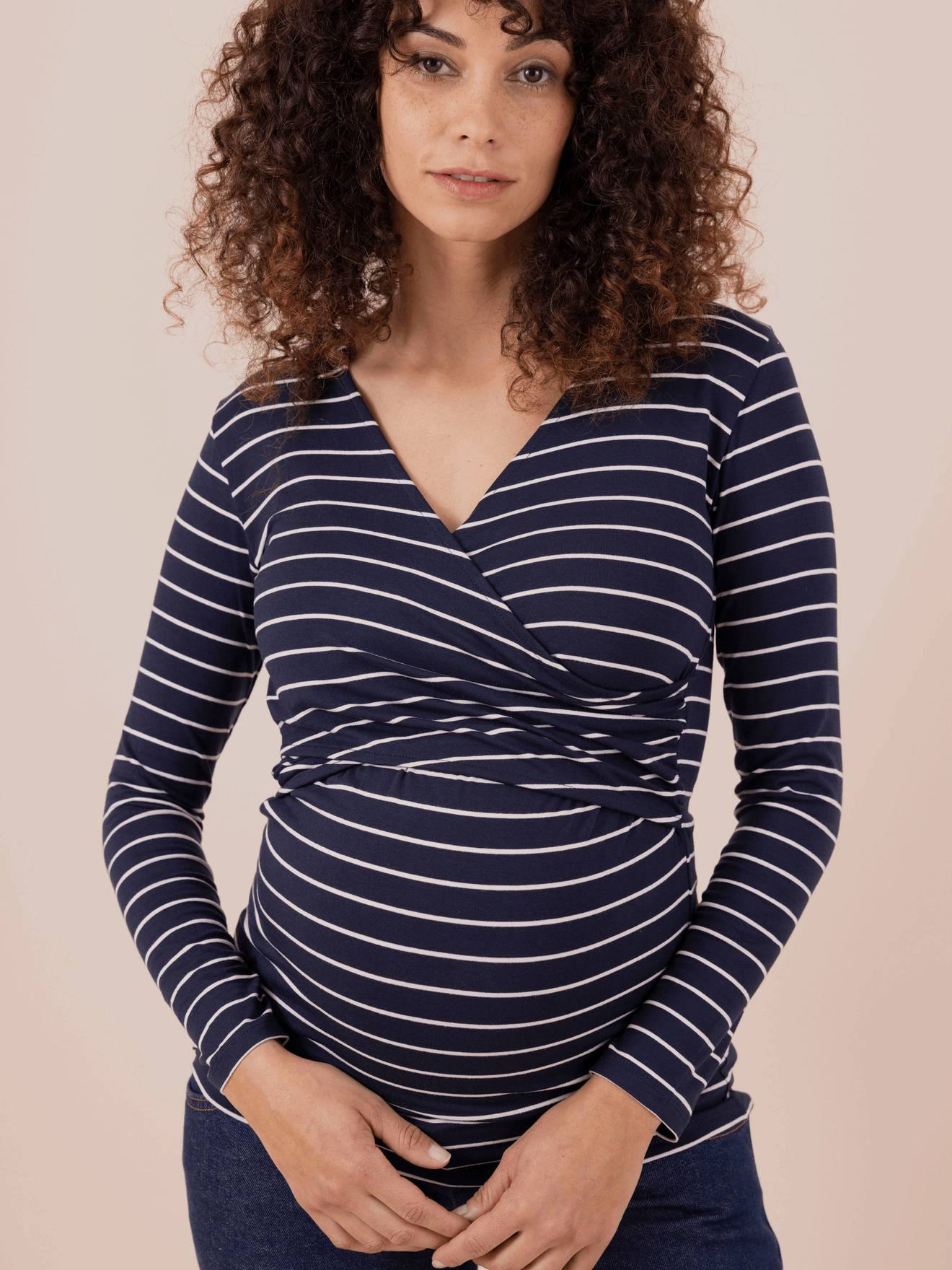Envie de Fraise Nachhaltiges Wickelshirt für Schwangerschaft & Stillzeit FIONA ENVIE DE FRAISE - marine gestreift