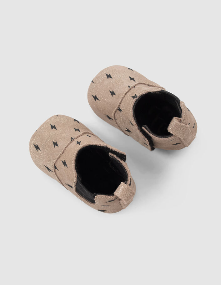 Chaussons en cuir dorés à éclairs bébé fille