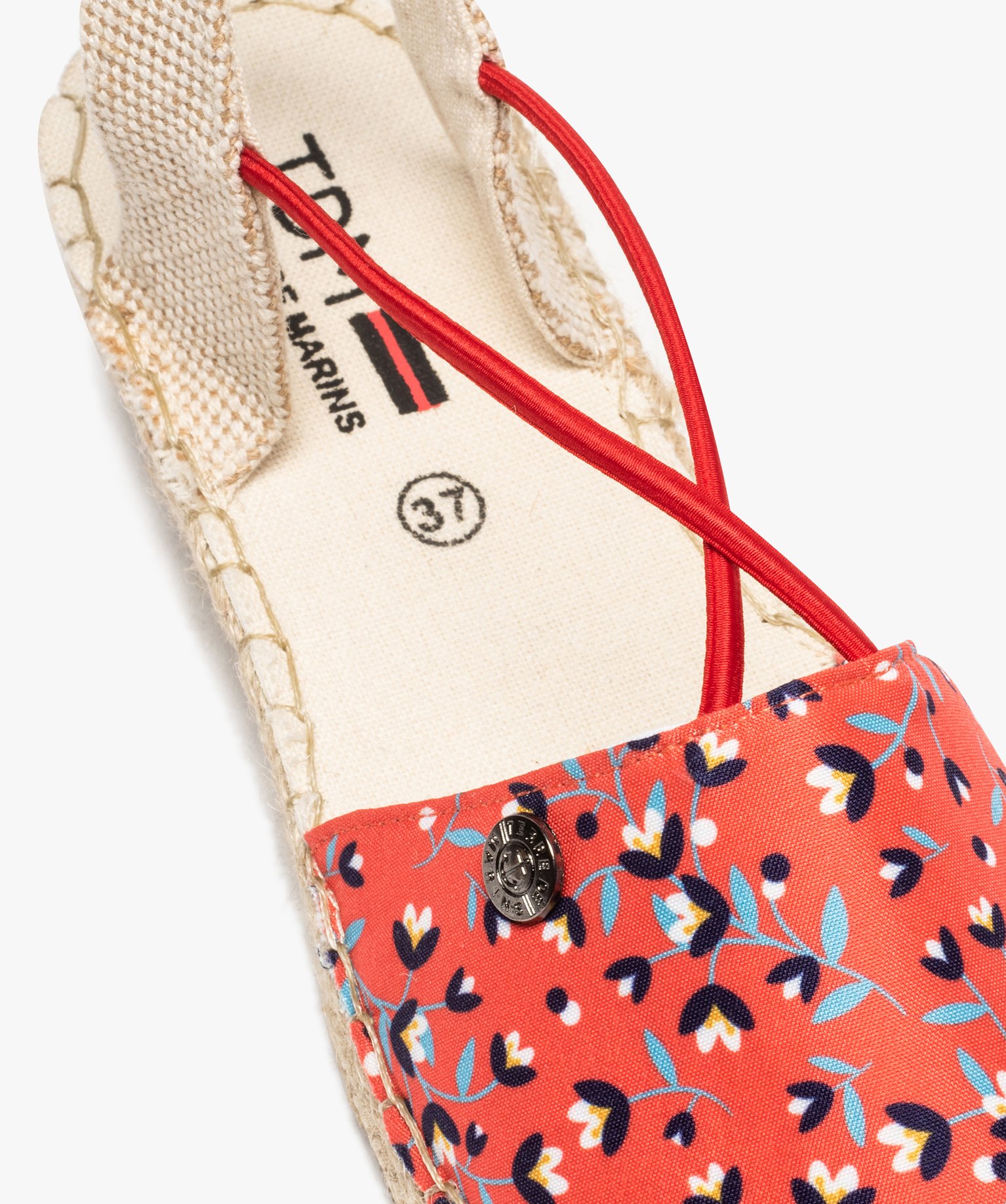 Sandales femme en toile à talon compensé – Terre de Marins rouge | GEMO