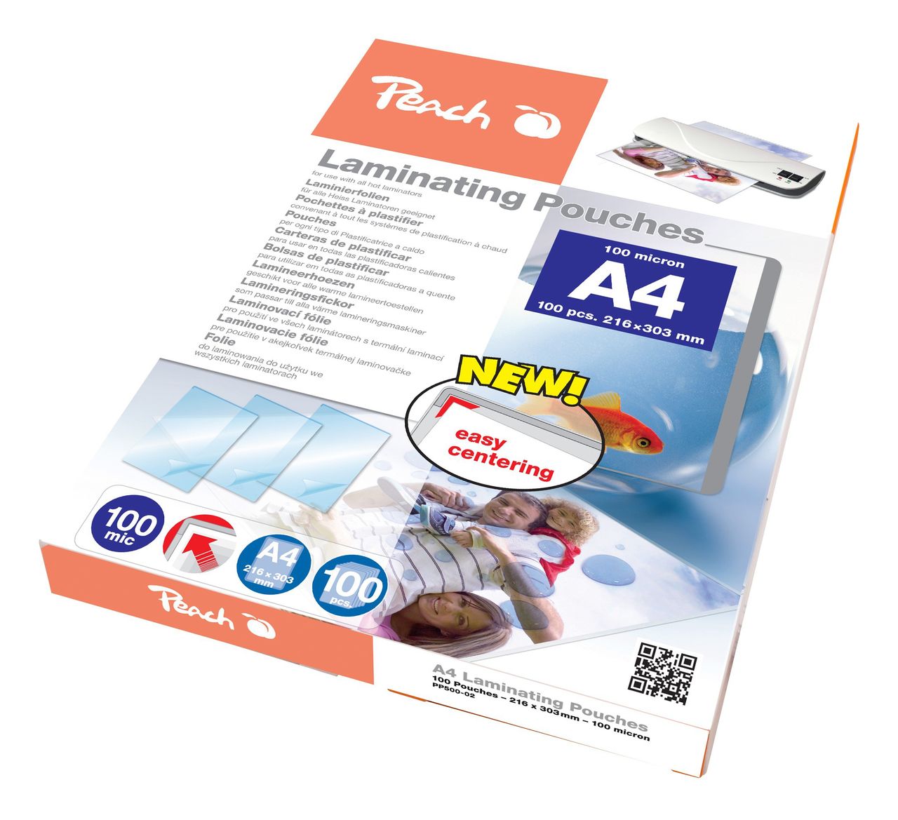 Peach Laminierfolien A4, 100 mic, glänzend, 100 Stk.
