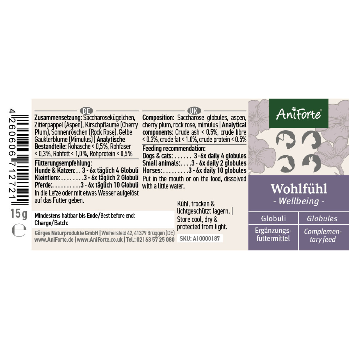 Aniforte Ergänzungsfutter & Aufzucht Aniforte Bachblüten Wohlfühl