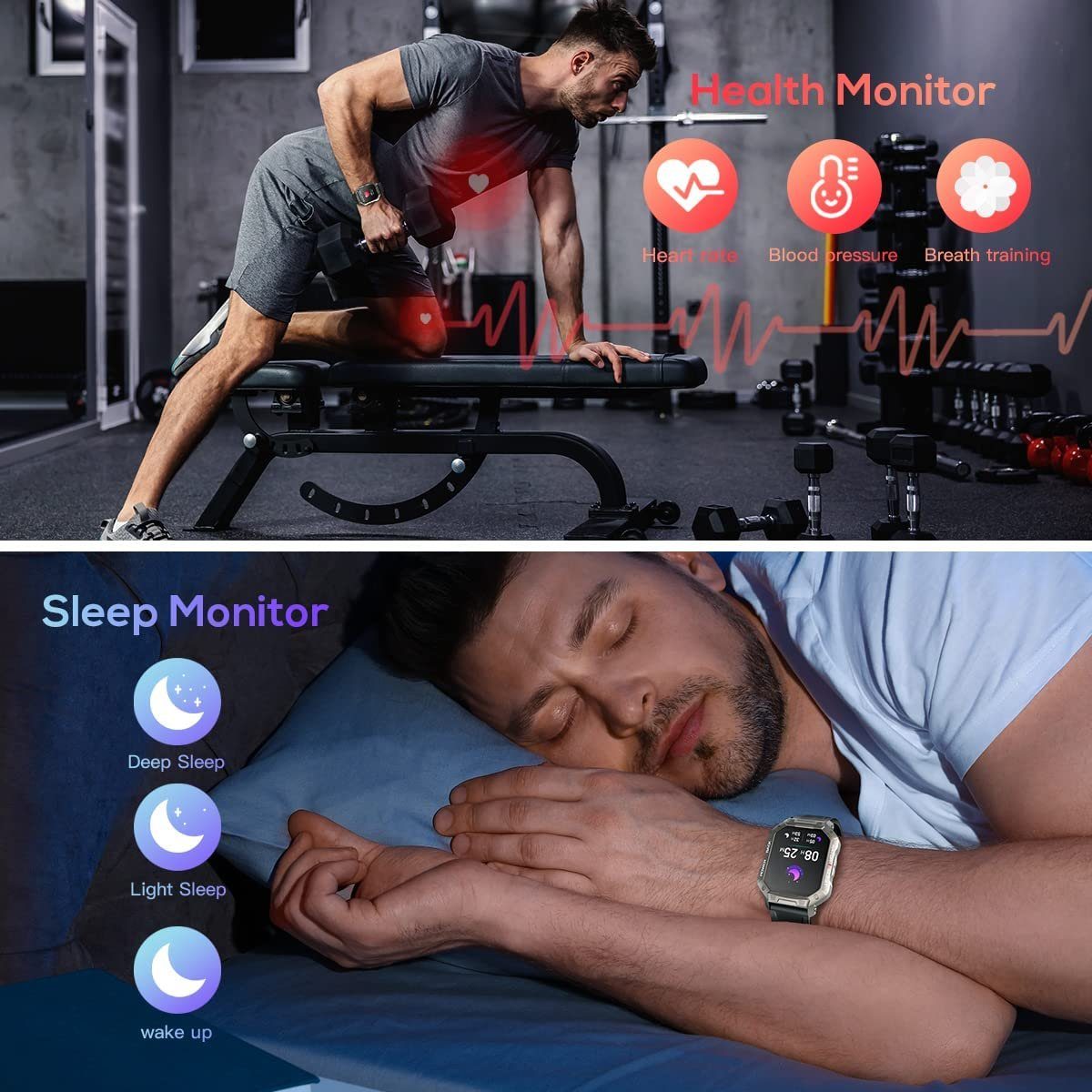 Manike NX3 Pro Smartwatch (4,3 cm/1,69'' HD Voll Touchscreen Zoll) Spar - Set, mit wechselband aus weichem Silikon und Ladenkabel, Herzfrequenzmesser, Analyse von EKG-Daten, Blutdruckmessgerät