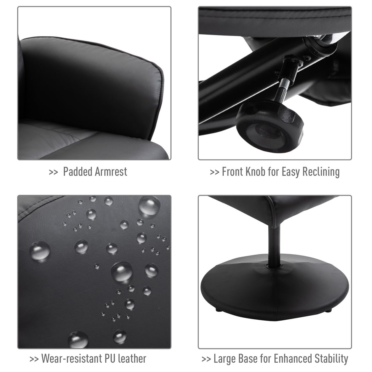 HOMCOM Massagesessel mit Fußhocker Massagesessel Relaxsessel TV-Sessel145°-Neigung Liegesessel Ergonomischer Stuhl mit 10 Vibrationpunkte Kunstleder Schwarz 76 x 81 x 105 cm