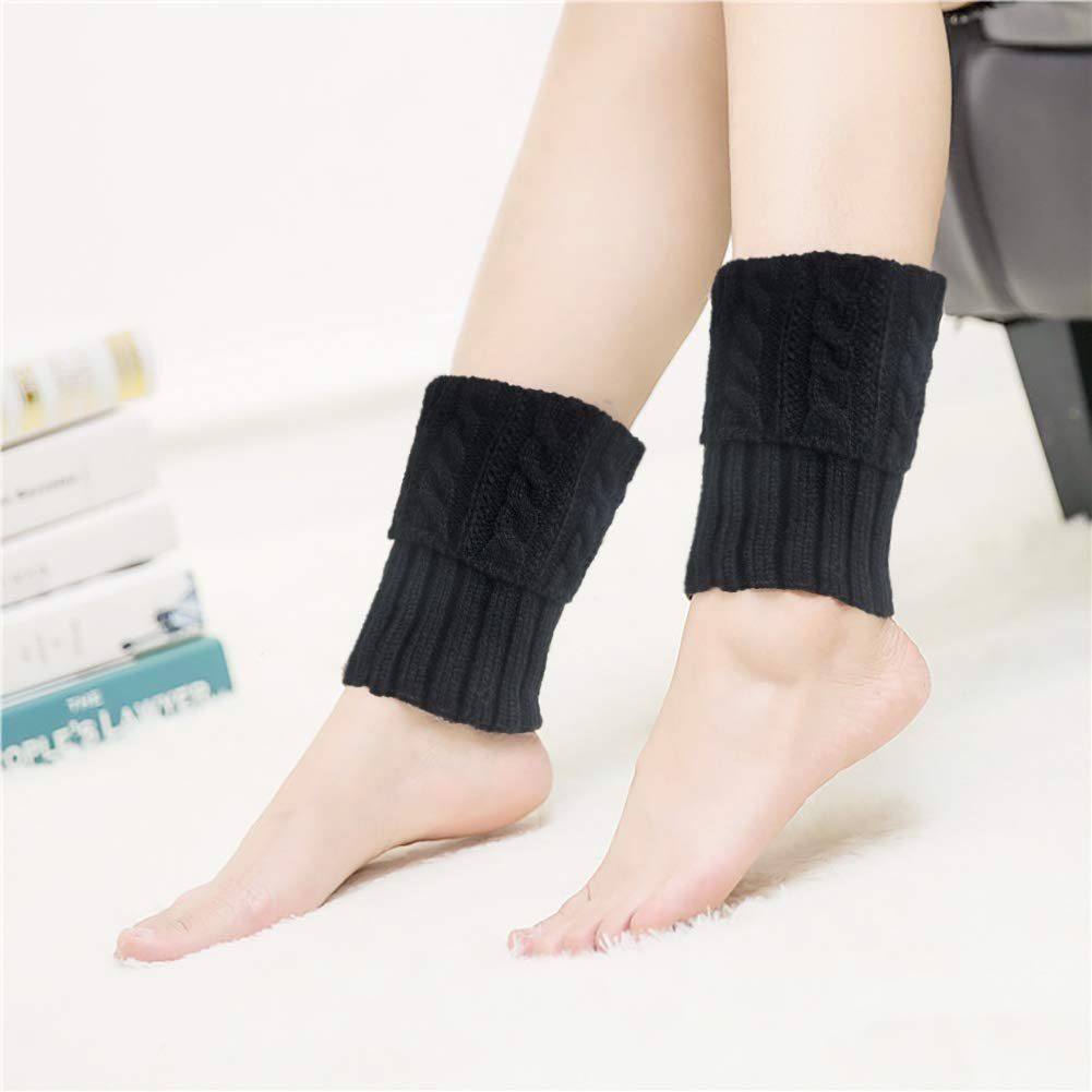 POCHUMIDUU Beinstulpen 4 Paar Damen Stiefelsocken Winter Warm,Stulpen (8-St) Häkelstrick Stiefel Manschetten Topper Socken Kurze Beinstulpen