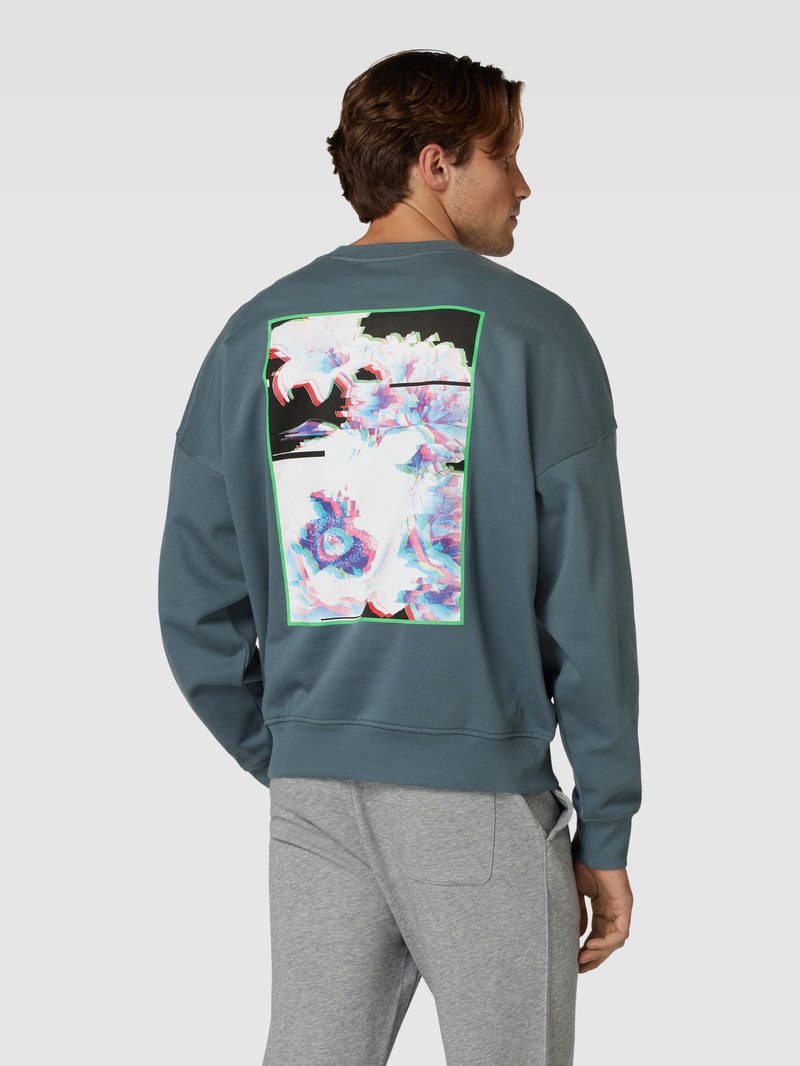 Sweatshirt mit Label-Print Modell 'JEFFERSON' in rauchblau