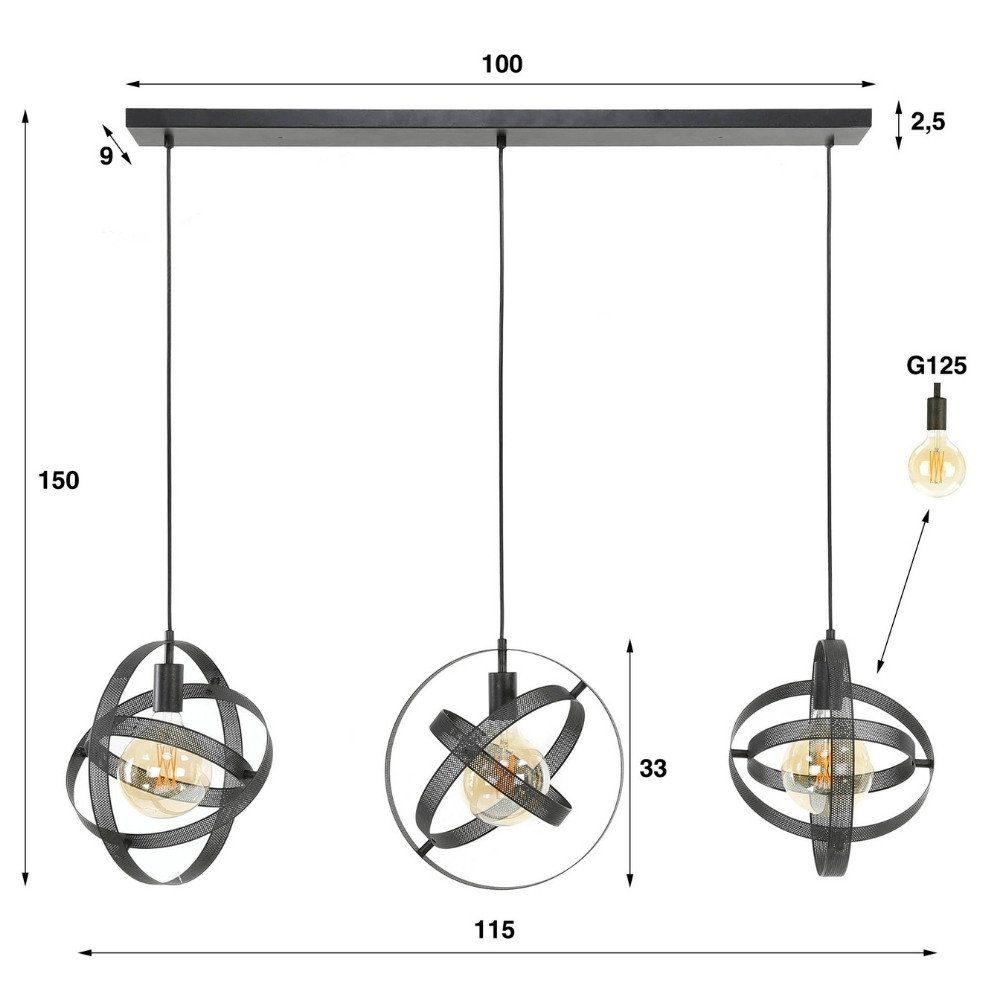 famlights Hängeleuchte, Pendelleuchte Lenny in Altsilber E27 3-flammig, keine Angabe, Leuchtmittel enthalten: Nein, warmweiss, Hängeleuchte, Pendellampe, Pendelleuchte