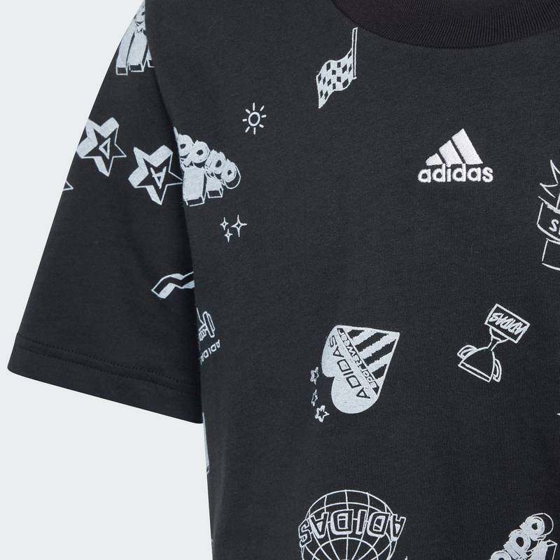 adidas Brand Love Allover Print Kids Crop-Shirt T-Shirt Kinder