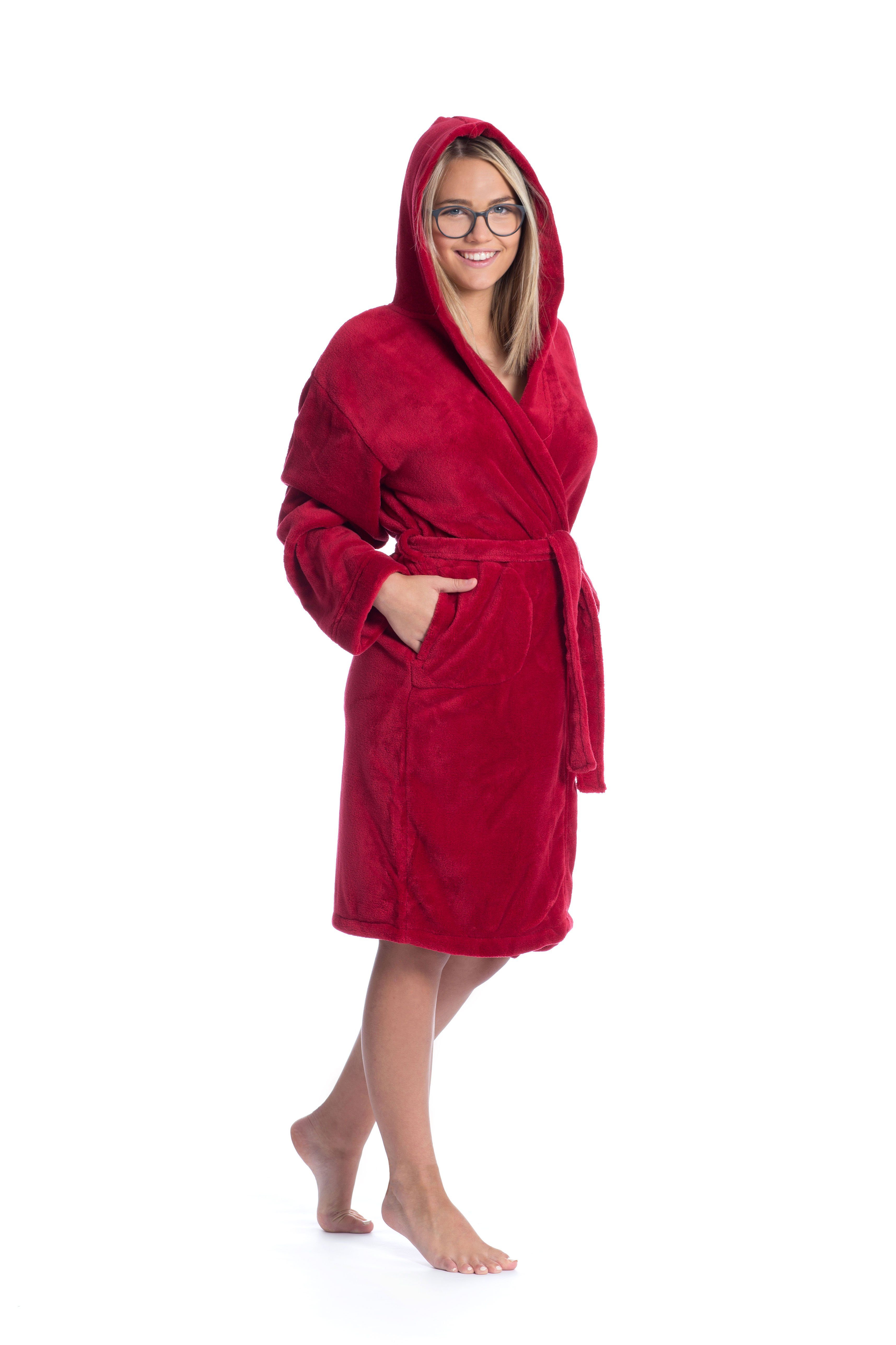 ZOLLNER Kinderbademantel, 100% Polyester, waschbar bis 95°C, Kapuze, kuschelig weich, Gürtel, waschbar bis 95°C, Kapuze, kuschelig weich, 100% Polyester
