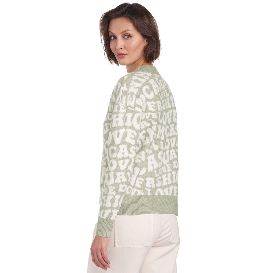 Damen Strickpullover mit Schriftzügen
