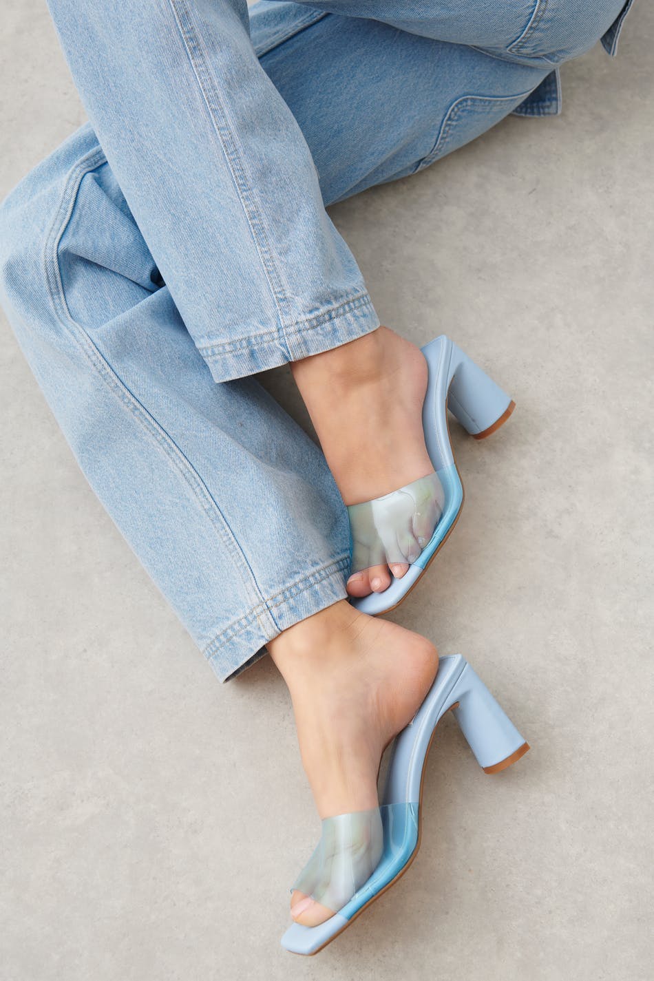 Plastic high heel sandals
