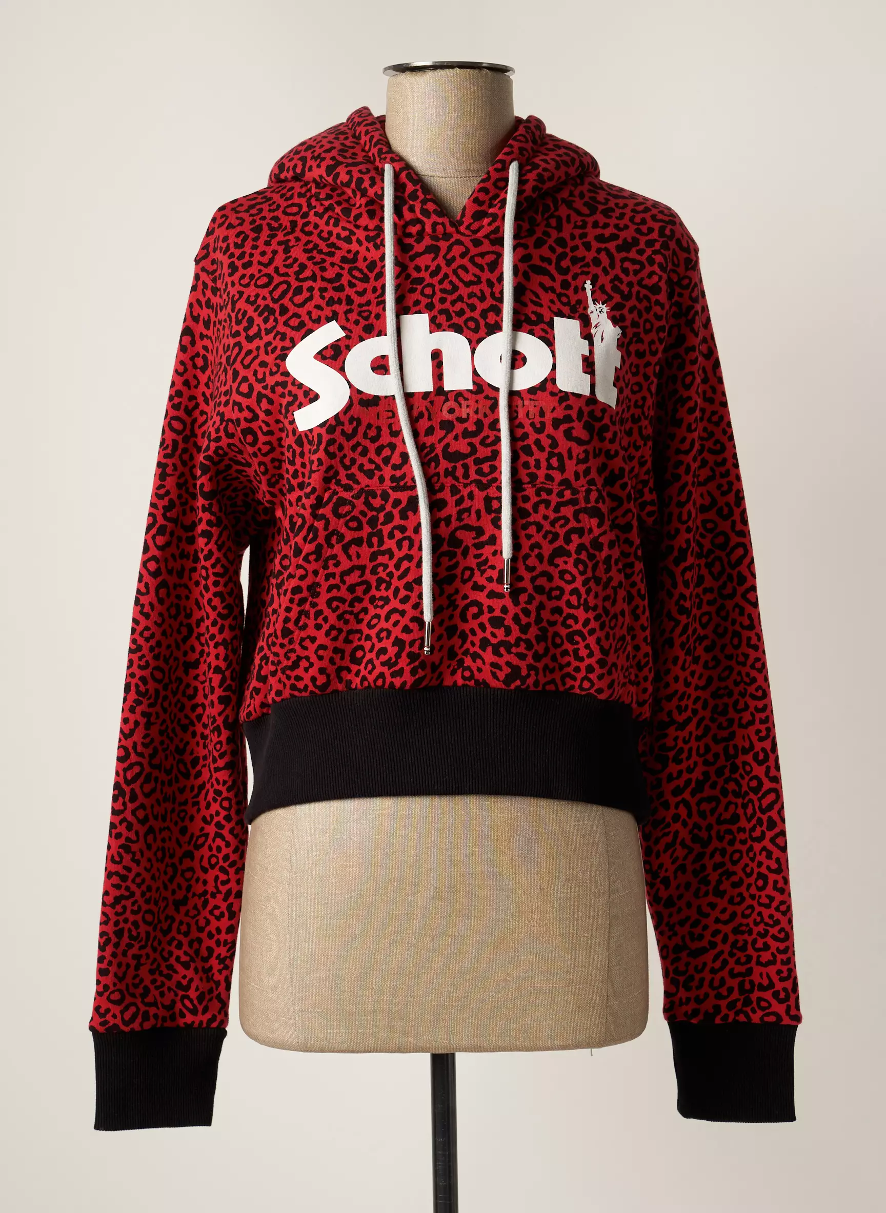 Schott Sweat Capuche Femme couleur rouge