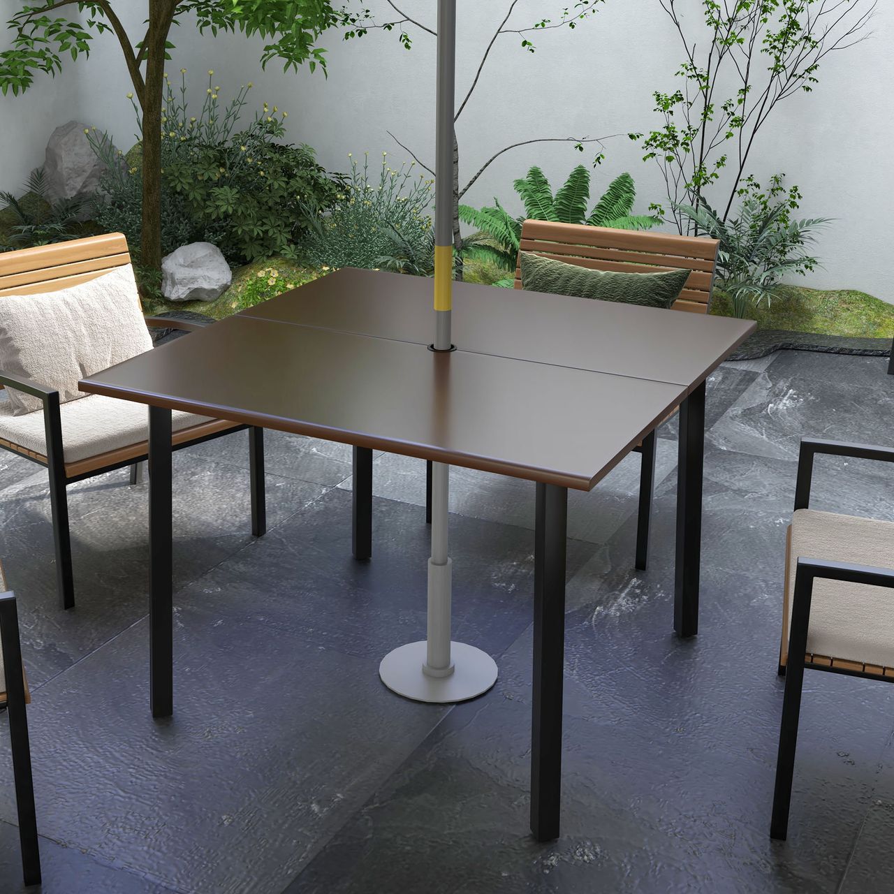 Outsunny Gartentisch Esstisch für Garten Quadratischer Balkontisch für 4 Person