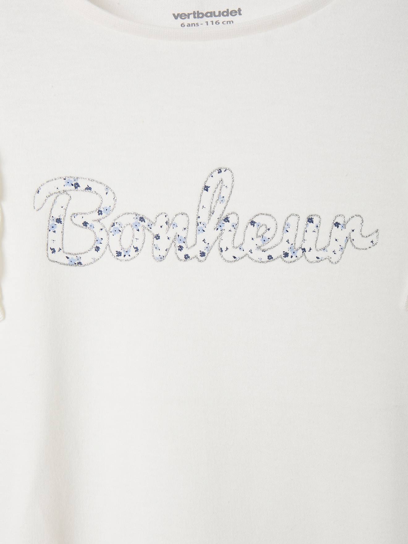 Vertbaudet Mädchen T-Shirt mit Volantärmeln - wollweiß