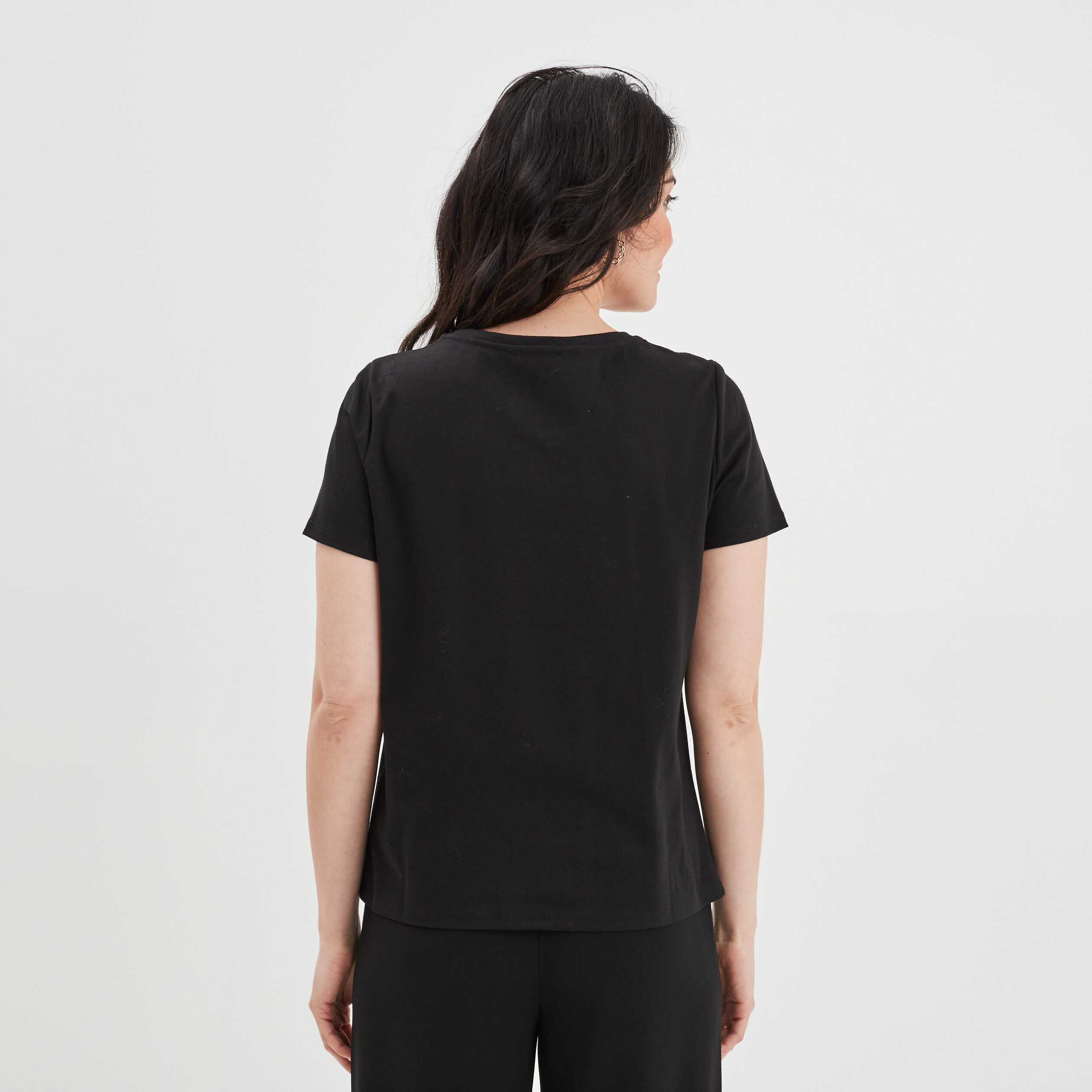 T-shirt col bijoux Mosquitos noir femme | La Halle