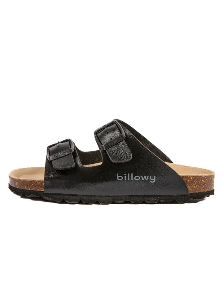 billowy Leder-Pantoletten in Schwarz günstig kaufen