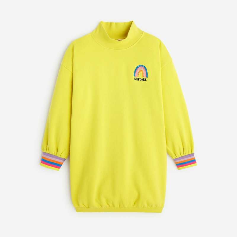 Robe sweat jaune fille en coton Catimini