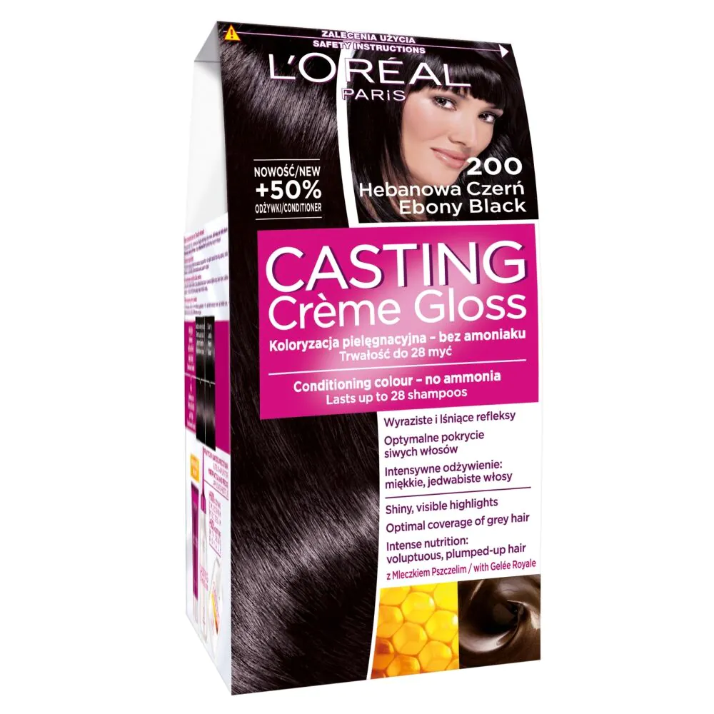 „Casting Creme Gloss“ plaukų dažai, 200, juodmedžio juoda spalva