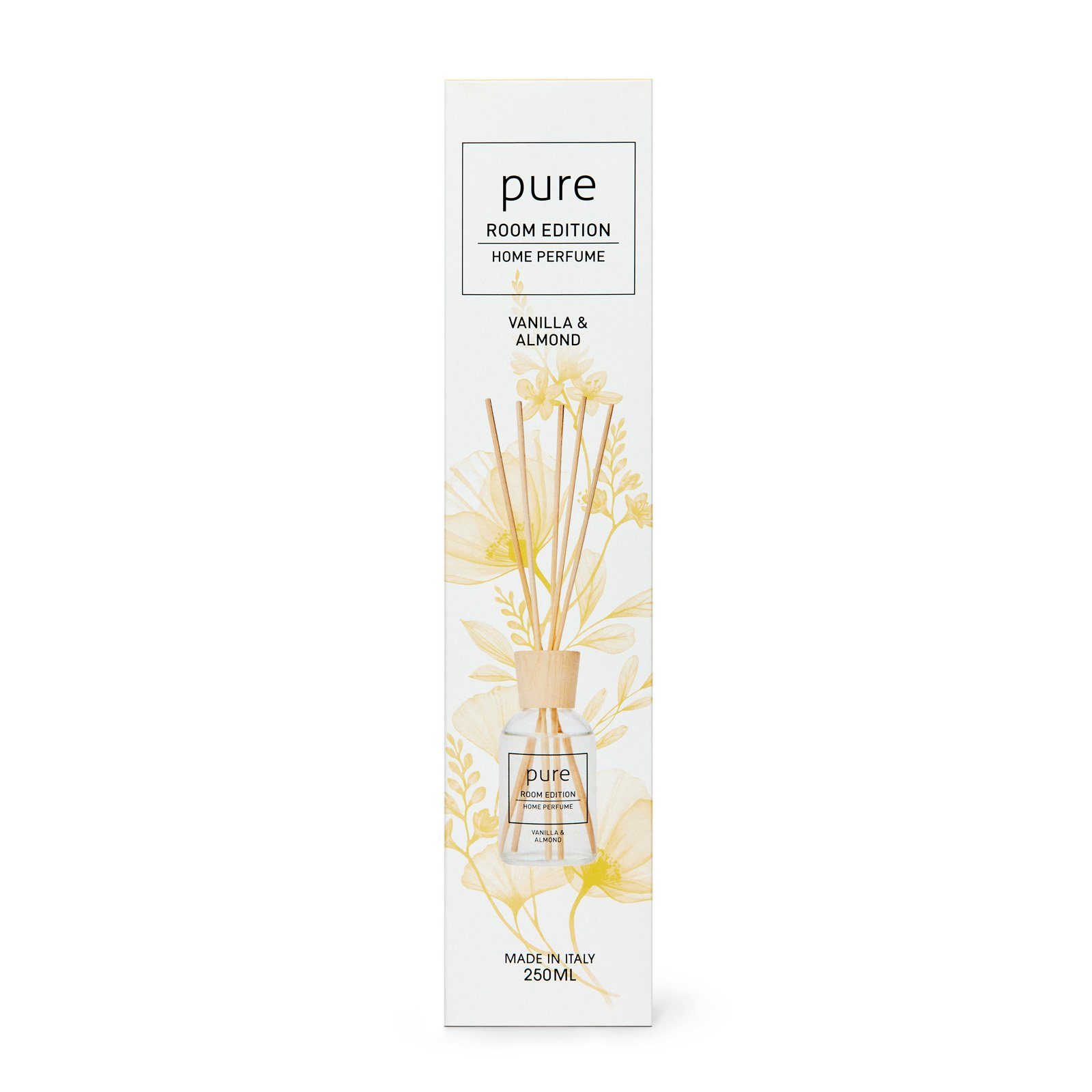 PURE ROOM EDITION Raumduft 250 ml (1 x 250 ml Vanille & Mandel Raumduft + 5 Duftstäbchen)