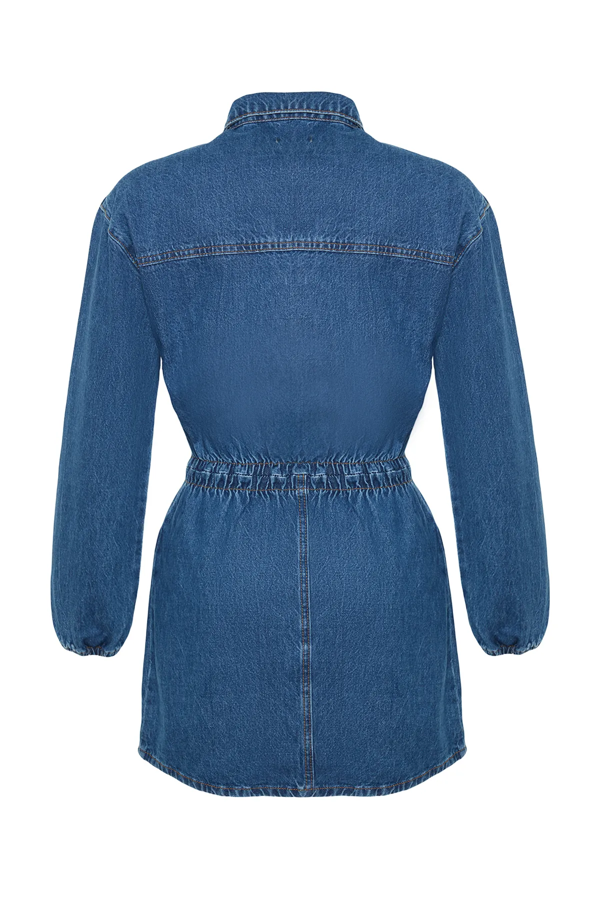 Trendyol Collection  Blaues Denim-Abendkleid mit elastischer Taille TPRAW23EL00419