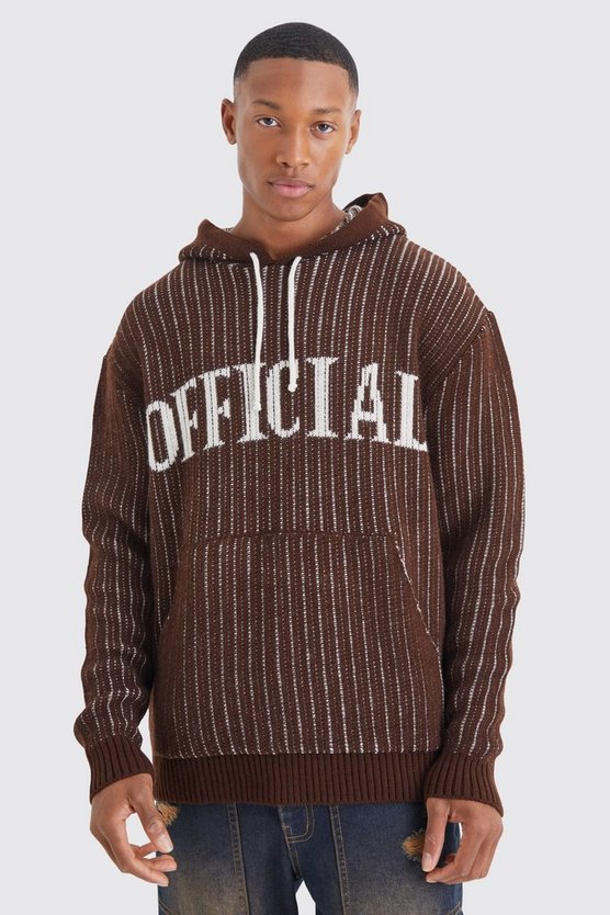 Gerippter Oversize Strick-Hoodie