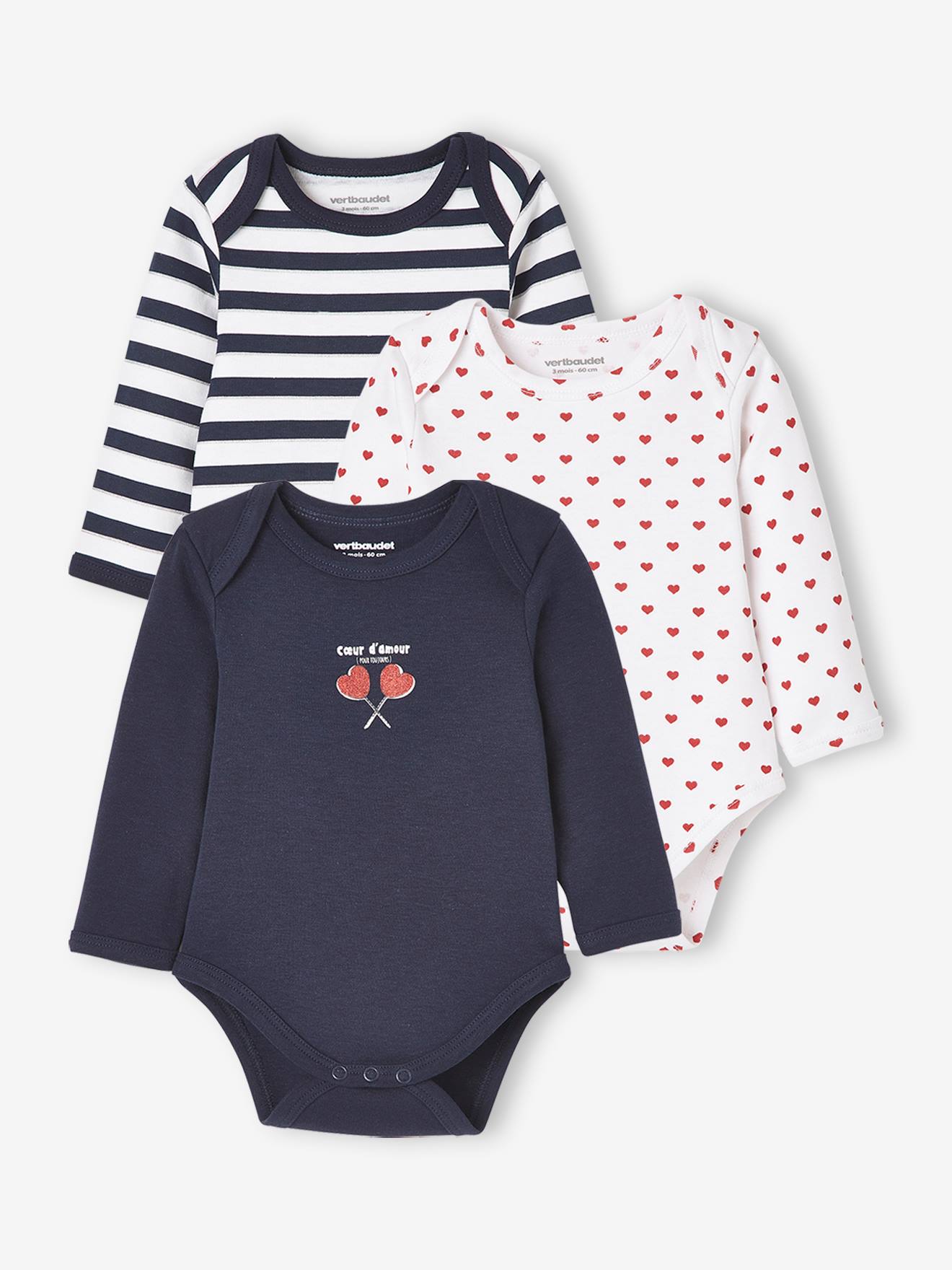 Lot de 3 bodies manches longues bébé emmanchure US lot encre