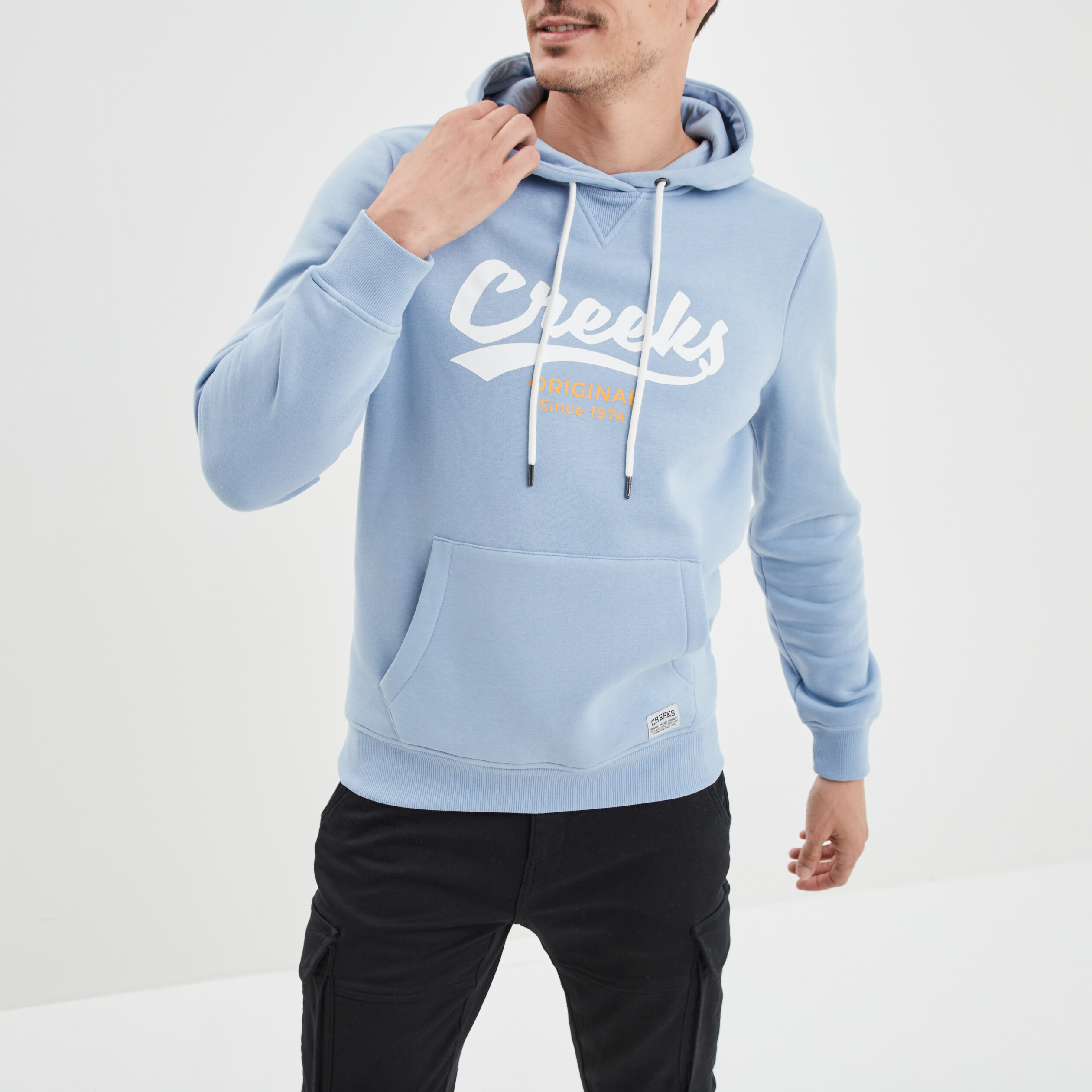 Sweat à capuche hoodie Creeks bleu ciel homme | La Halle