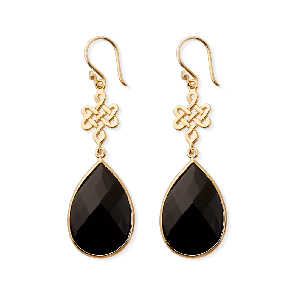 Boucles d'oreilles House of Rituals Infinity en forme de poire, plaquées or et ornées d'une pierre précieuse