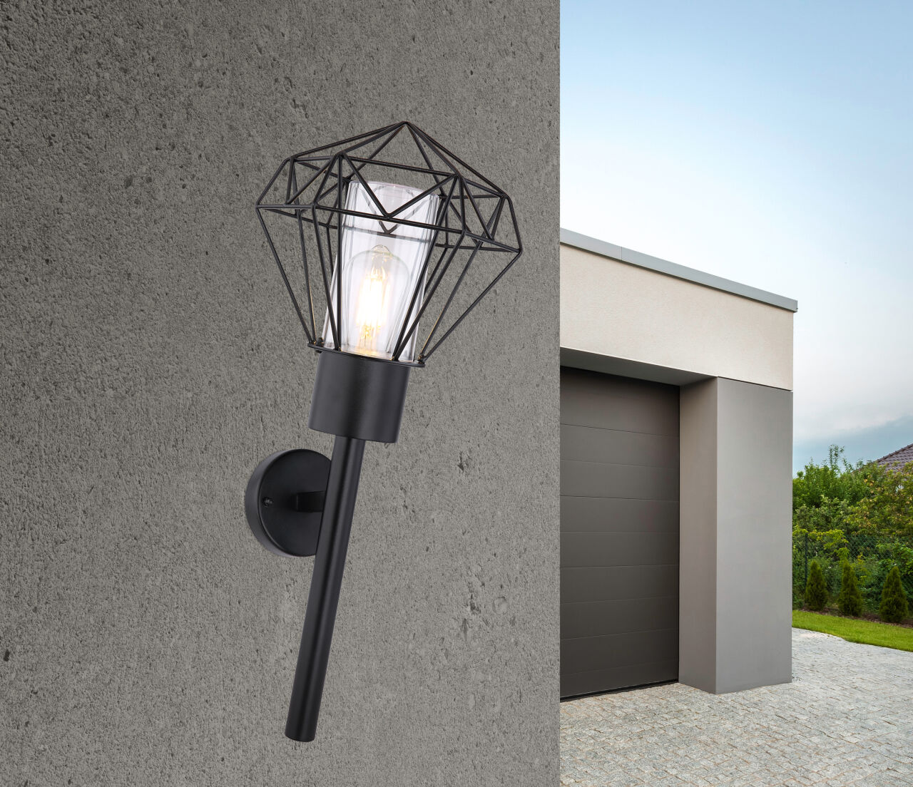Globo Lighting - HORACE - Außenleuchte Edelstahl schwarz, 1x E27 LED