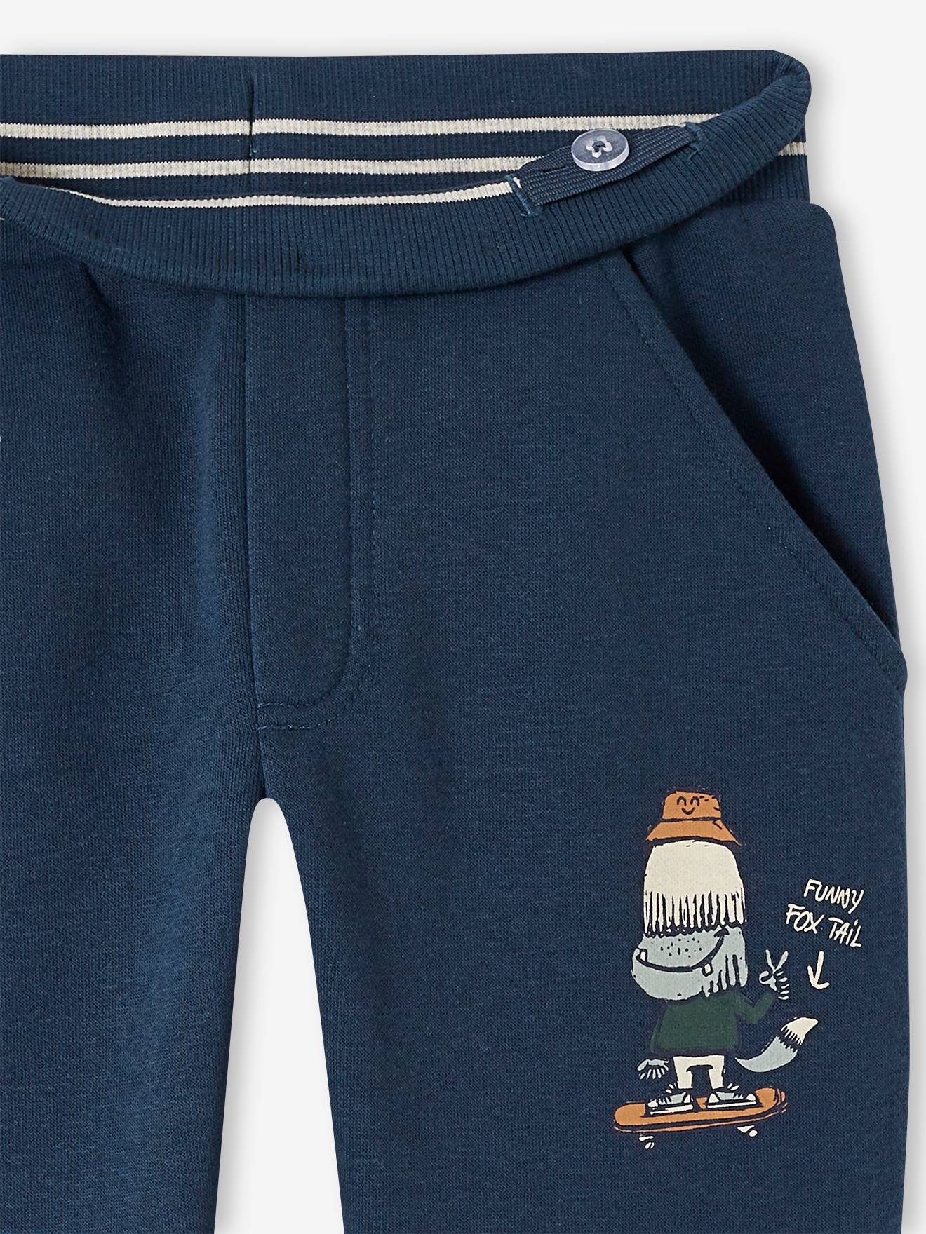 Pantalon jogging sport motif monstre skater garçon marine