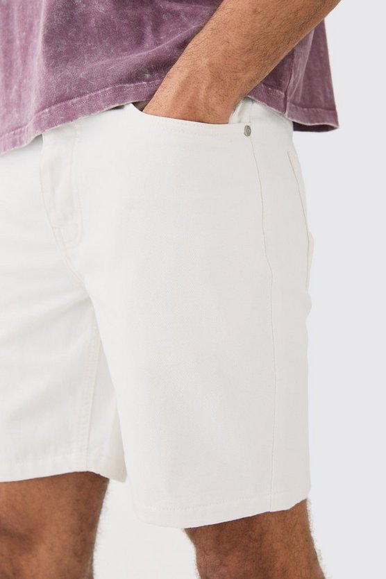 Weiße Slim-Fit Jeansshorts