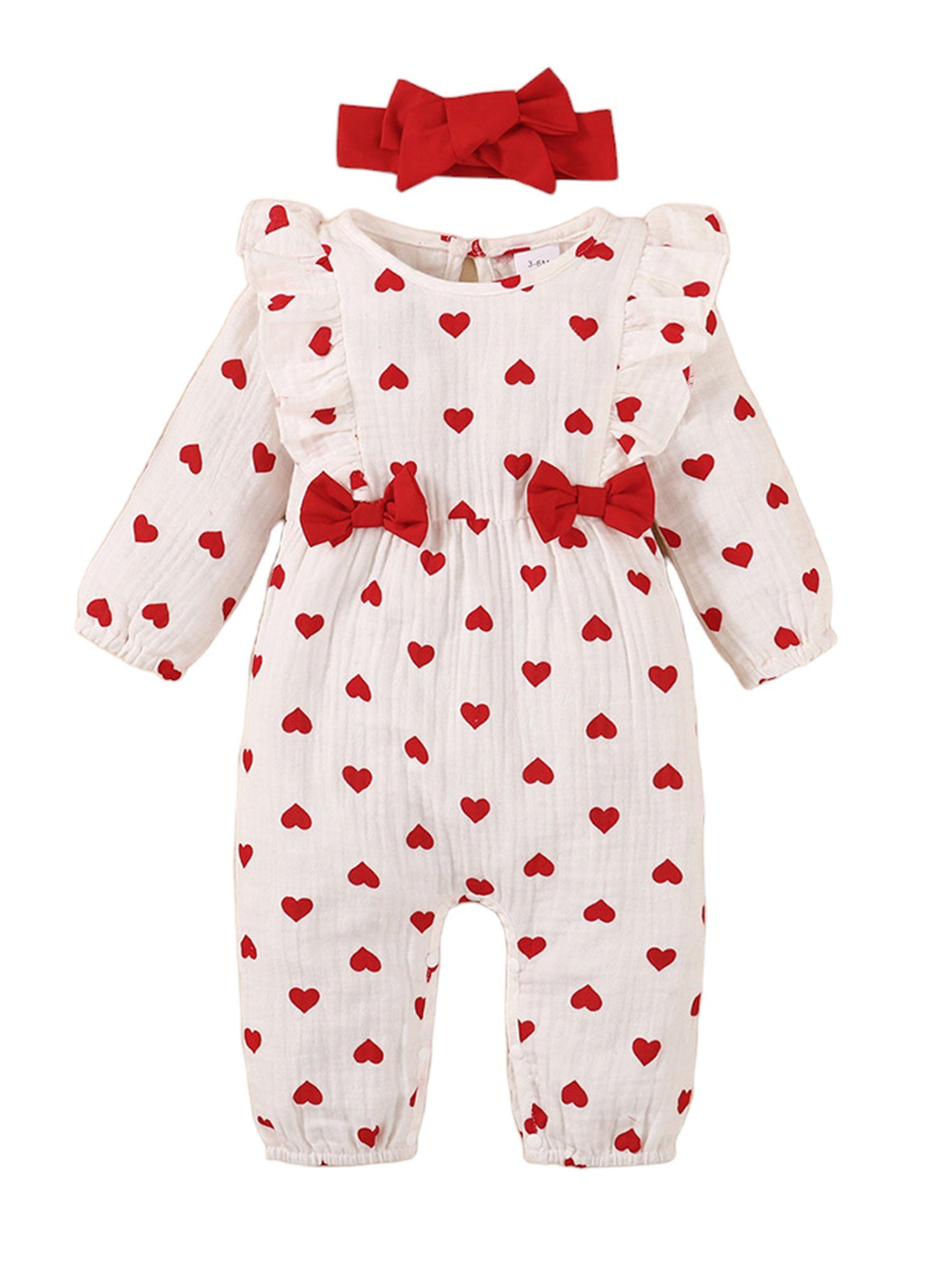 LAPA Strampler Langärmliges Strampler Set mit Liebesdruck und Stirnband für Babys (Set, 2-tlg)