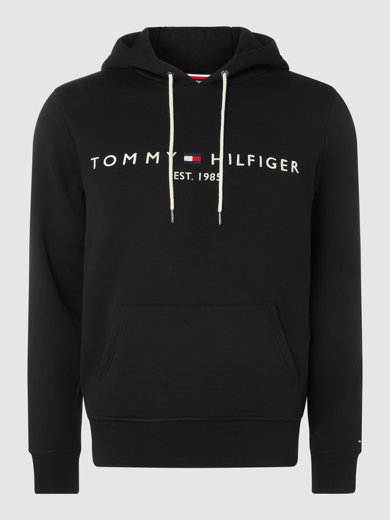 Hoodie mit Logo-Stickerei in schwarz