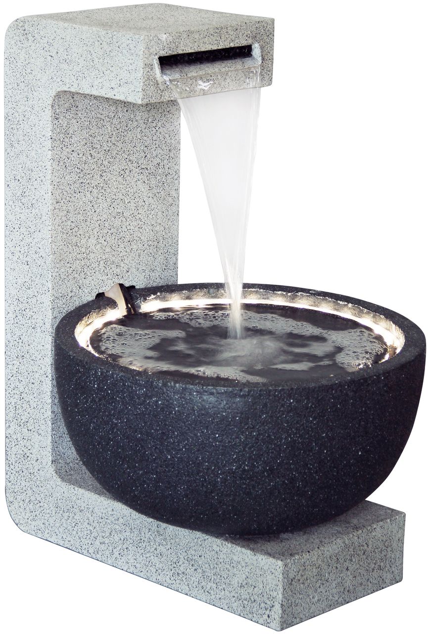 dobar Runder Design-Gartenbrunnen mit LED´s