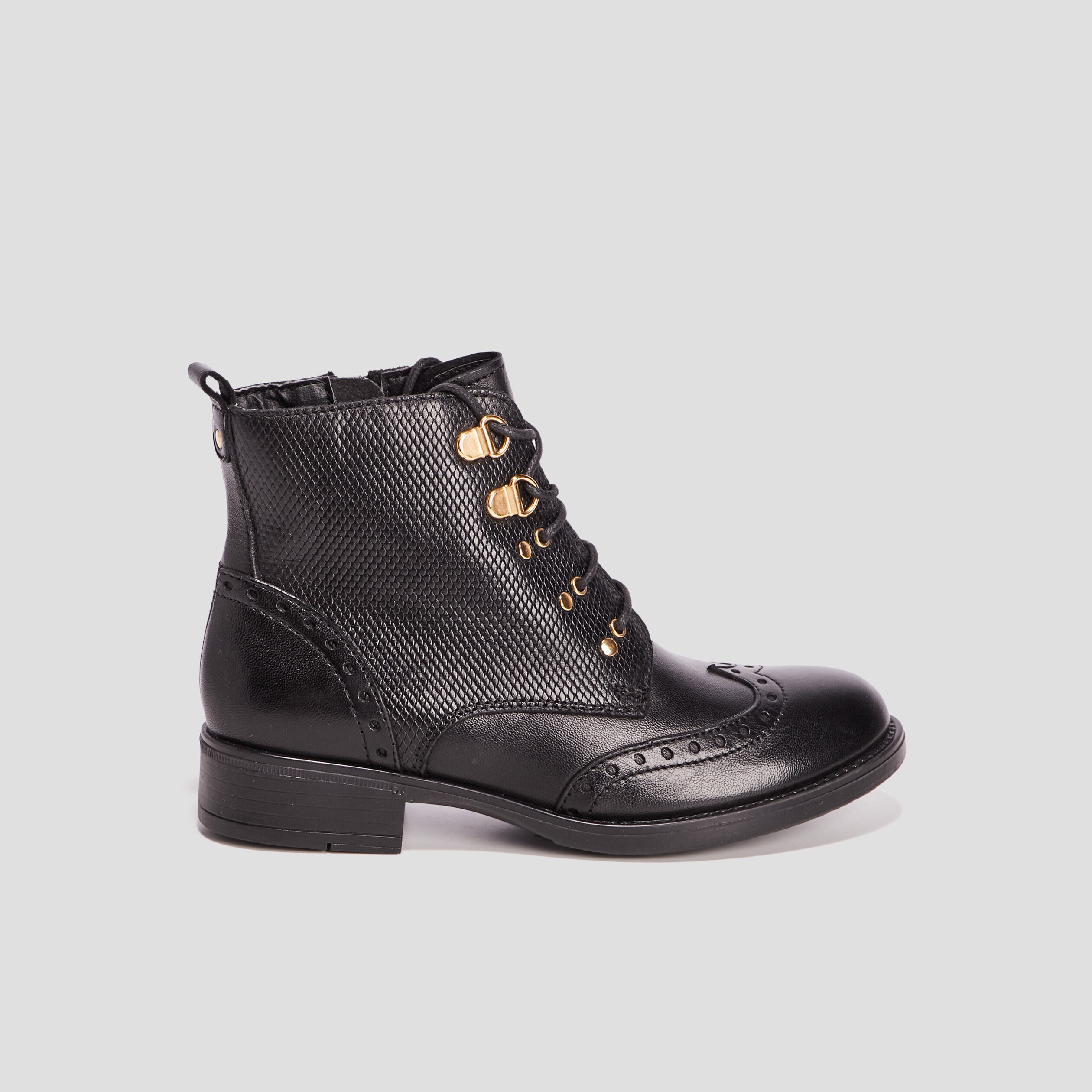 Bottines en cuir noir fille | La Halle