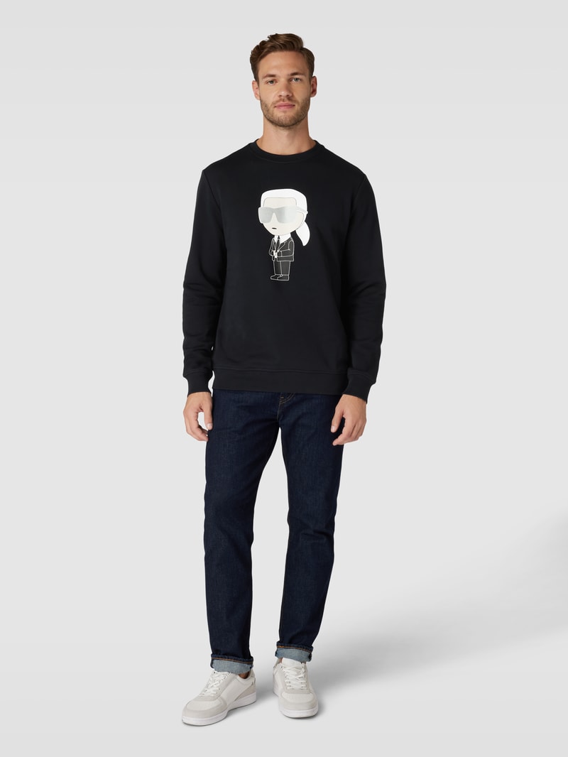 Sweatshirt mit Label-Print in dunkelblau