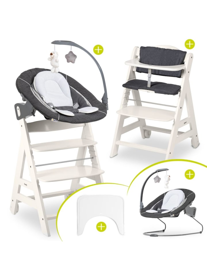 Hauck Beta Plus White 5-tlg. Newborn Set - Hochstuhl   2in1 in weiss,grau günstig kaufen onesize