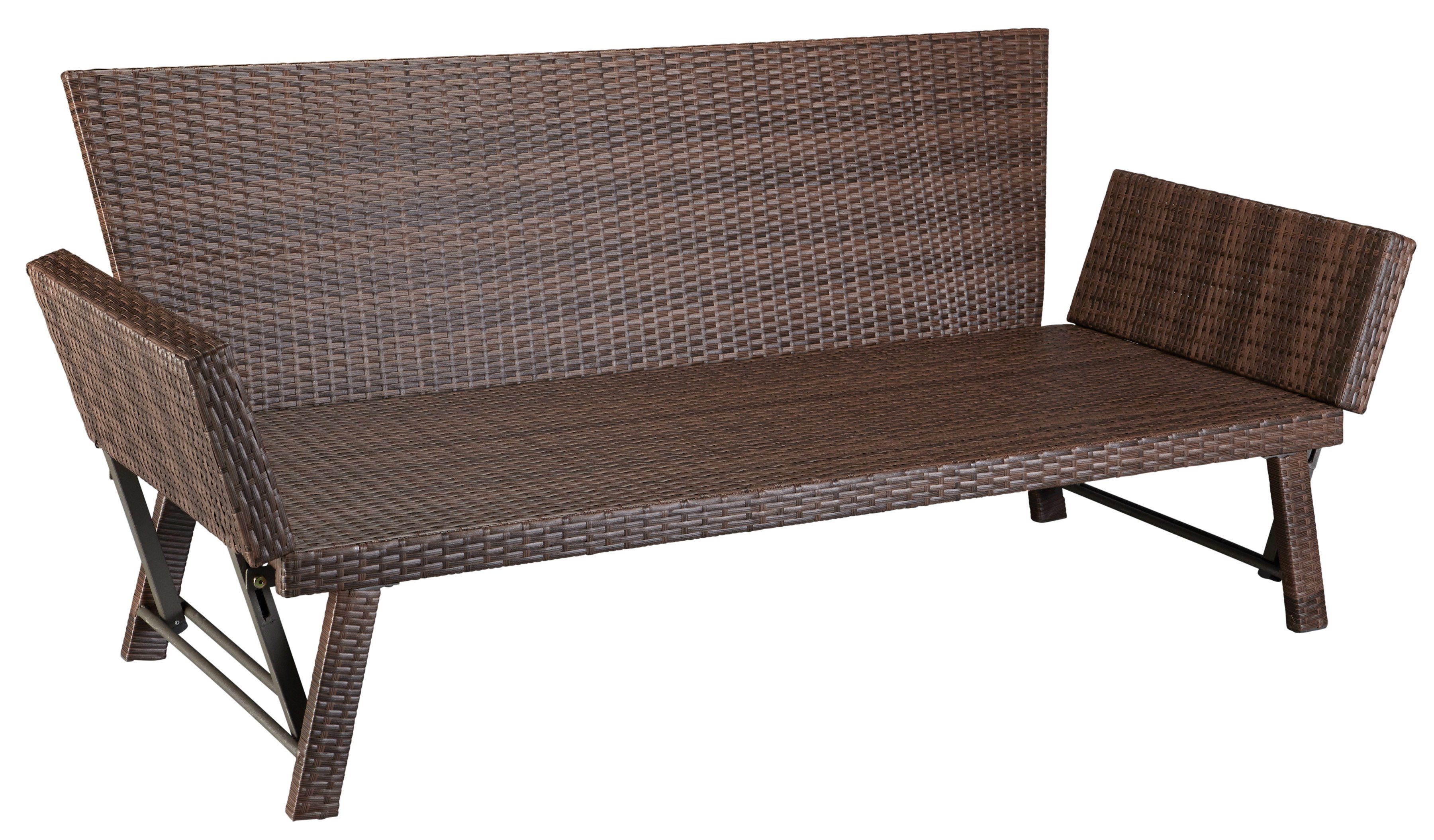 MERXX Gartenbank Daybed Rattan, BxTxH: 172x64x78 cm, mit Auflage und Rückenkissen