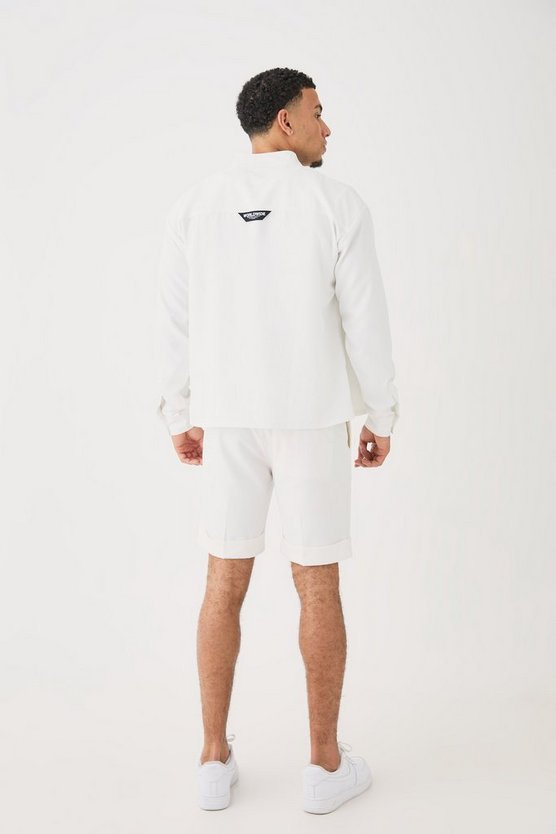 Kastiges kragenloses Twill-Hemd