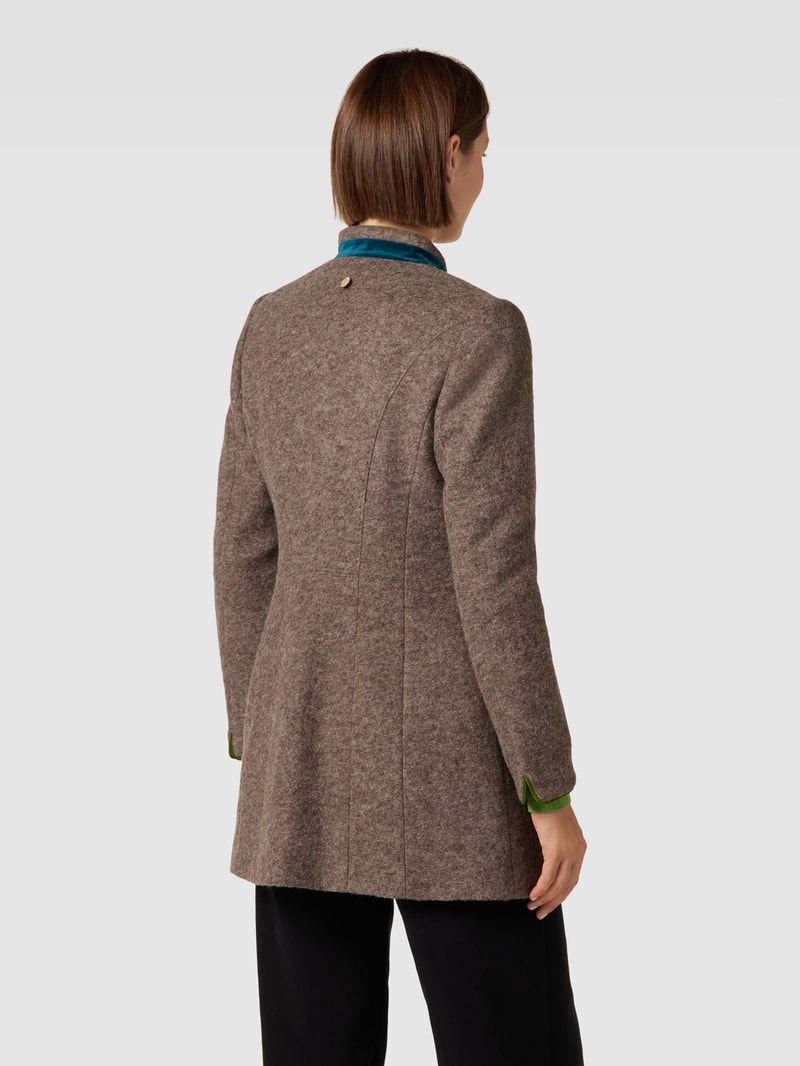 Longblazer mit Stehkragen und Pattentaschen in taupe