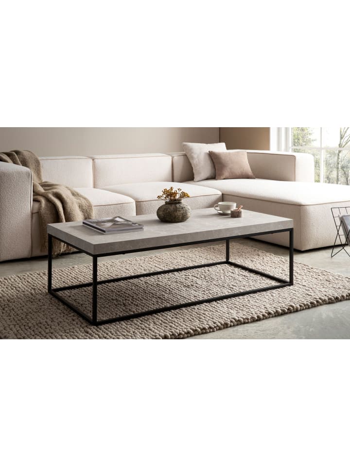 KADIMA DESIGN Couchtisch 120x60x38 cm Sandfarben Sofatisch in Stein-Optik Modern, in Beige günstig kaufen onesize