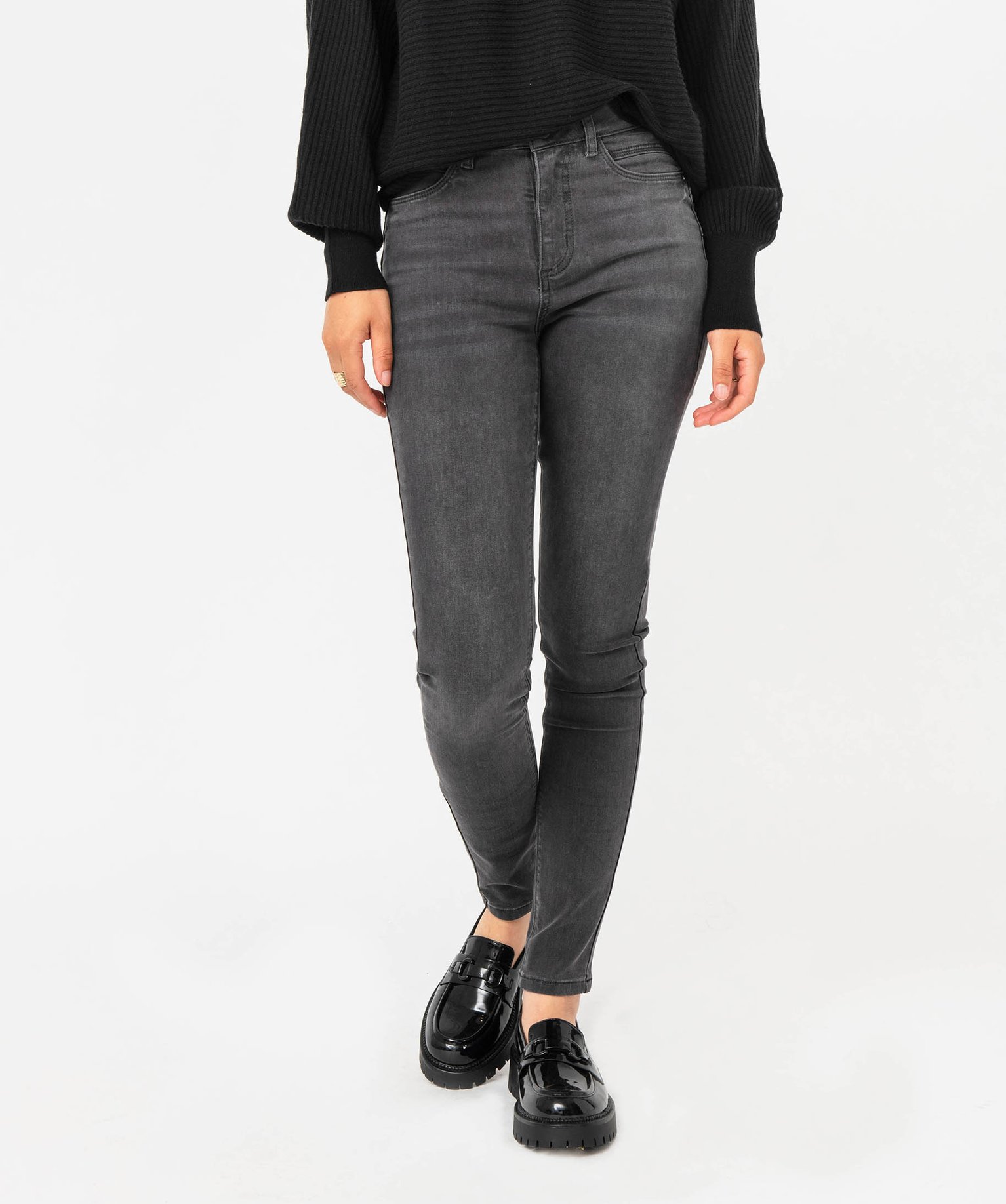 Jean skinny effet push-up taille haute femme grey | GEMO