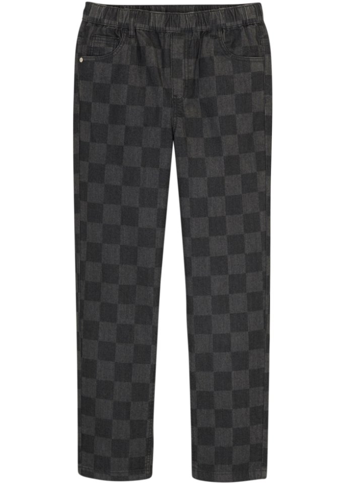 Jungen Jeans mit Karomuster, Wide Leg