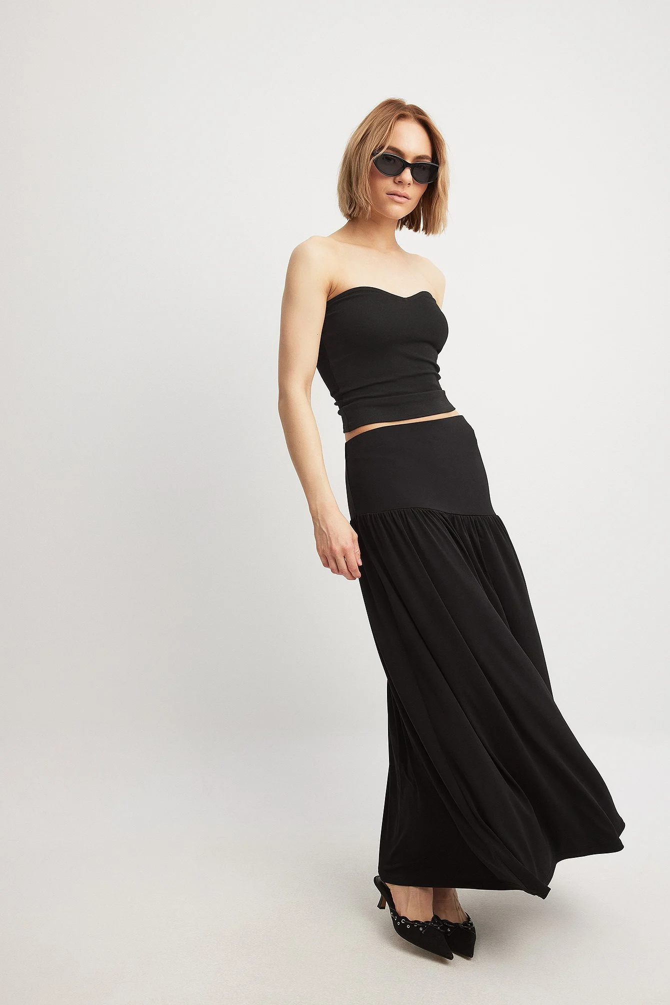 Flowy Dropped Waist Maxi Skirt