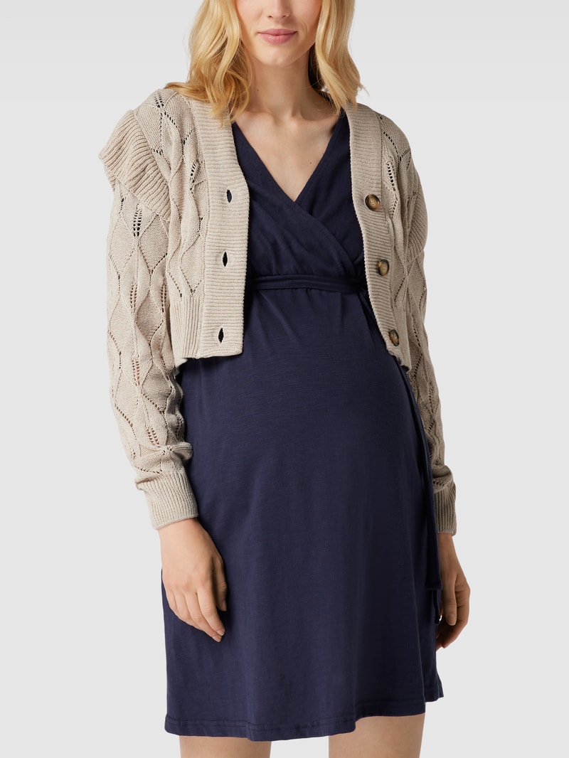 Umstands-Strickjacke mit Zierbesatz in beige
