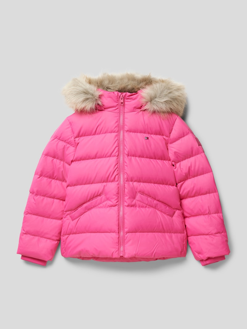 Steppjacke mit Label-Stitching in pink