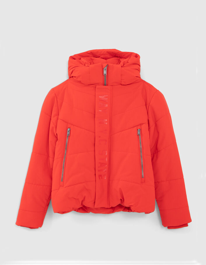 Doudoune rouge marquage ton sur ton garçon