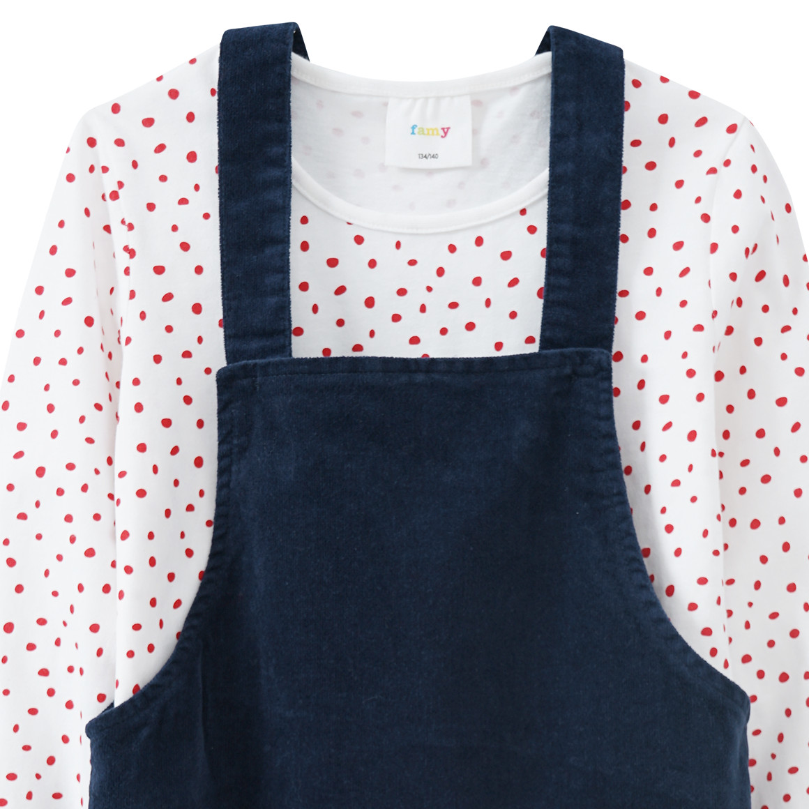 Mädchen Weihnachtskleid und Langarmshirt dunkelblau / weiss