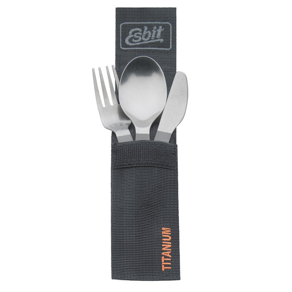 TITAN BESTECK-SET, 3 TEILIG, MIT KARABINER UND TASCHE - Campinggeschirr